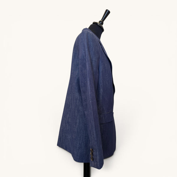M&S Navy Linen Blazer — Size 14