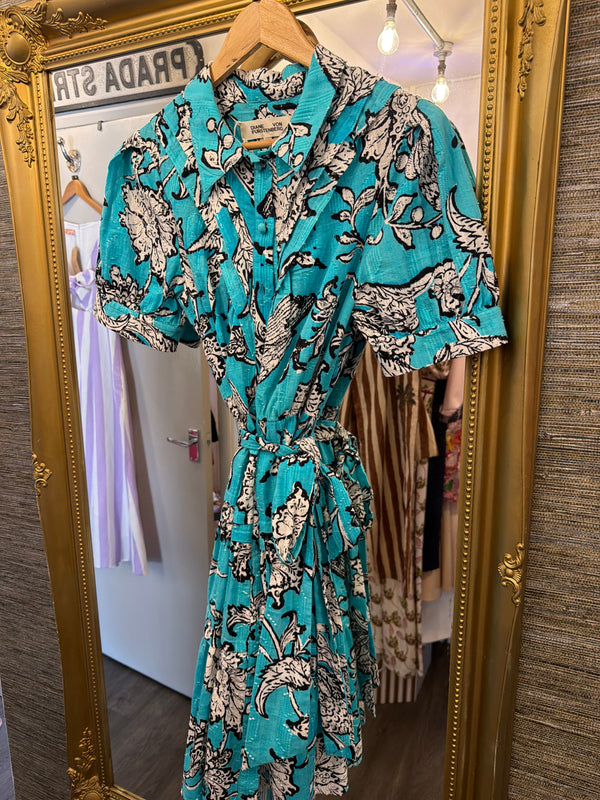DVF Diane von Furstenberg Turquoise Button-Through Dress UK 10 / US 6