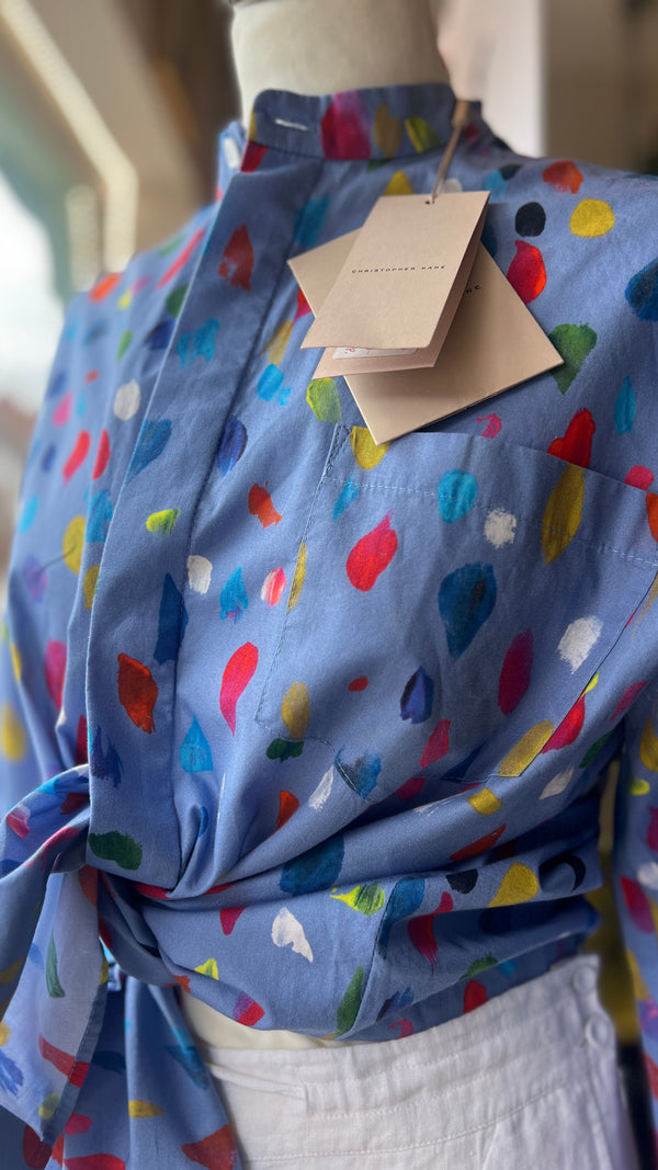 Christopher Kane Blue Paint Splurge Blouse Size Small
