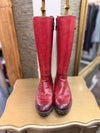 Tamarins terracotta red leather long boots Size 4