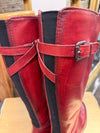 Tamarins terracotta red leather long boots Size 4