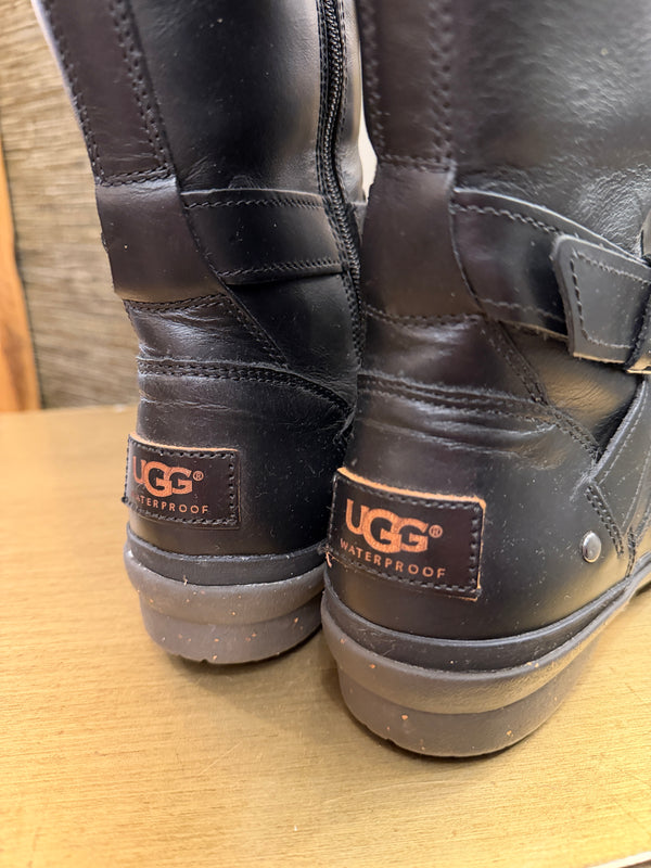 Ugg black leather long boots size 4