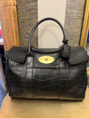 Mulberry black croc bayswater handbag