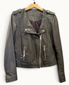 MDK grey leather biker jacket Size Medium/12