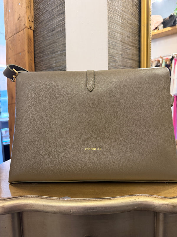 Coccinelle khaki leather handbag