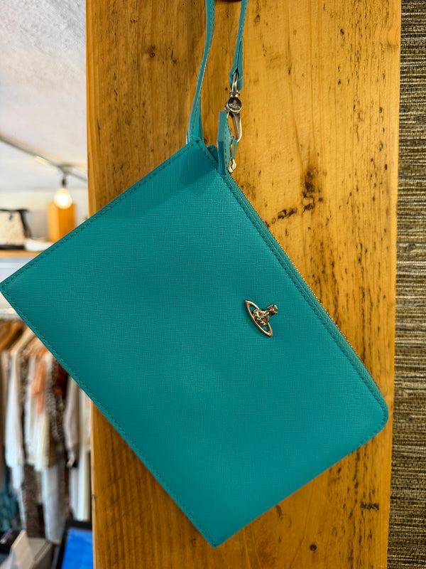 Vivienne Westwood turquoise wristlet- clutch