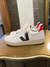 Vega white, red/navy trainers size 7