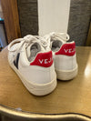Vega white, red/navy trainers size 7