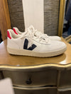 Vega white, red/navy trainers size 7