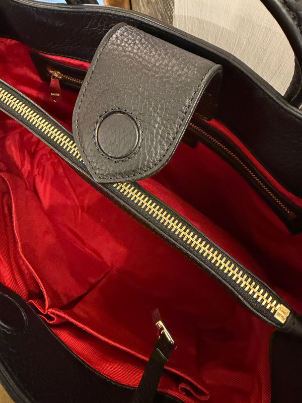 Aspinal black grained/pebble leather tote bag