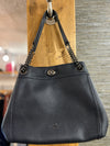 Coach Edie Navy pebble leather handbag