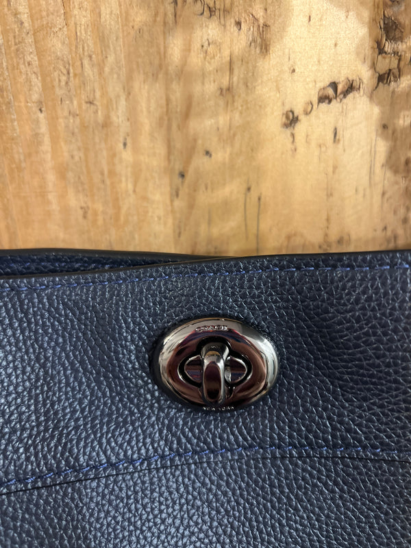 Coach Edie Navy pebble leather handbag