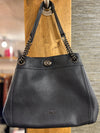 Coach Edie Navy pebble leather handbag