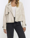 River island cream faux leather jacket size Medium