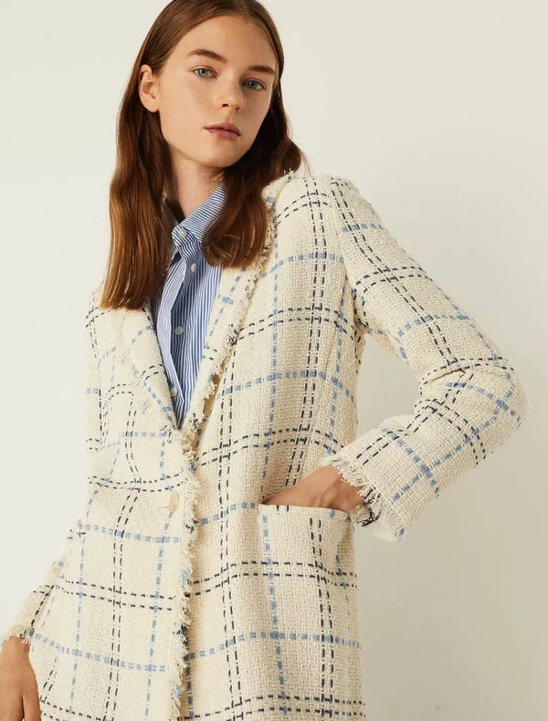 Emme tweed white/blue jacket size 14