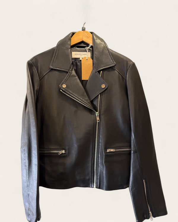 Gerard Darell Black leather jacket size 14