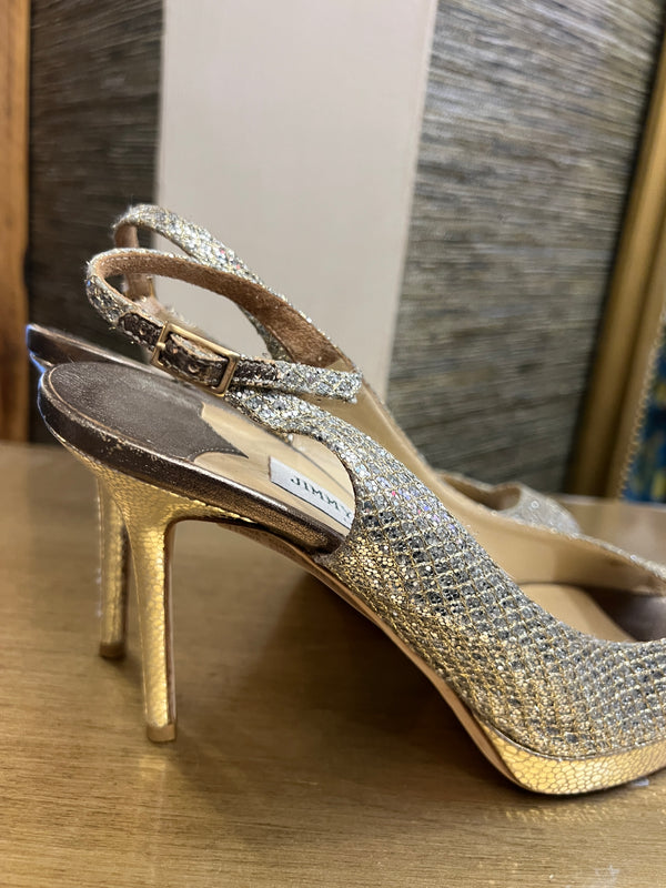 Jimmy choo gold sling backs size 39.5