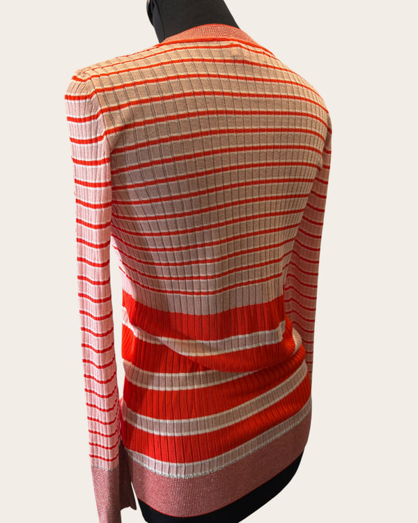 Sandro orange stripe knit top size small