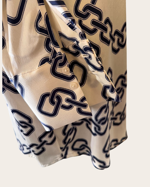 Mango white/navy shirt Size Large