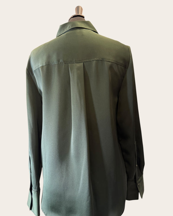 M&S green satin shirt size 8