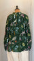 Zadig and Voltaire 100% silk green floral blouse size XS