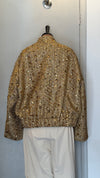 Zara gold sequins bomber jacket size Large