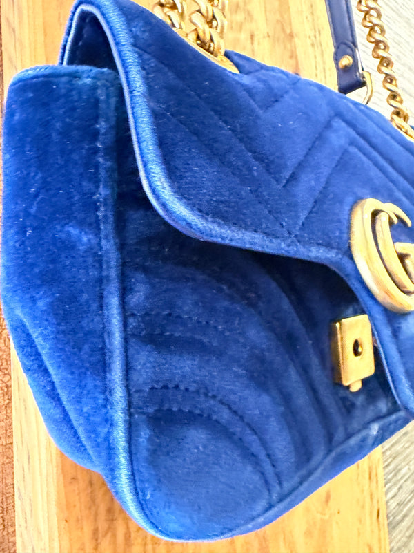 Gucci Peacock 🦚 Blue velvet Marmont handbag