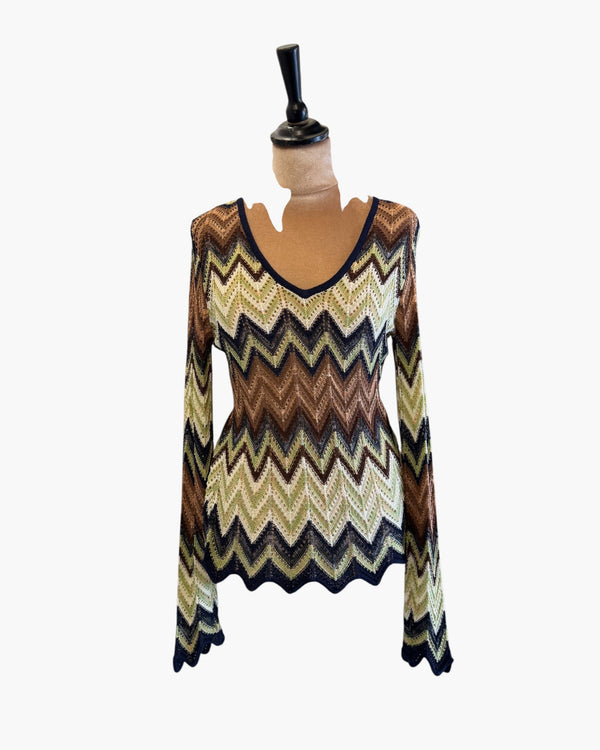 Missoni V Knit in navy & browns size 14