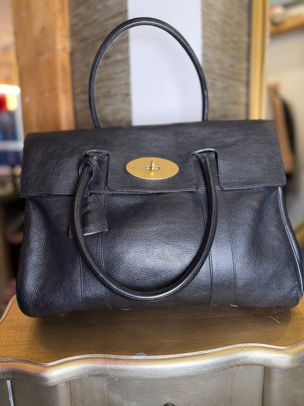 Mulberry Black grained leather Bayswater