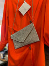 Steve Madden gold rhinestone clutch on chain handbag