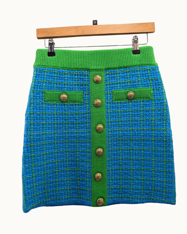 YAS green/blue knitted skirt size small