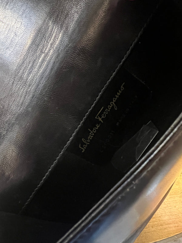 Salvatore Ferragamo black leather handbag