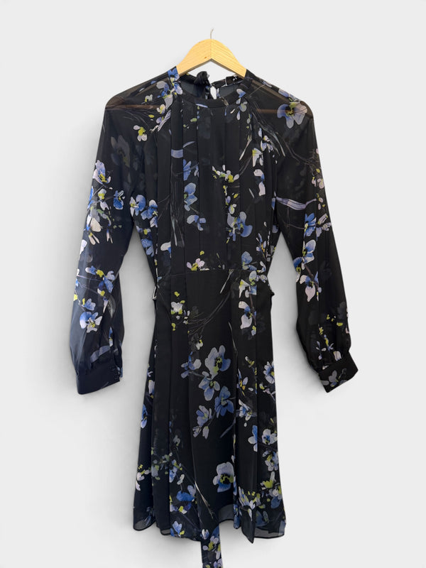 Reiss black floral dress size 10