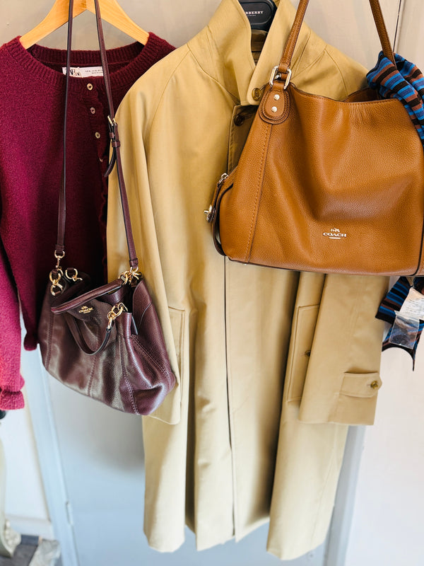 Coach tan grained leather handbag