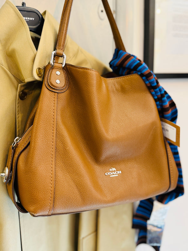 Coach tan grained leather handbag