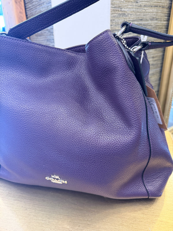 Coach grained leather purple handbag