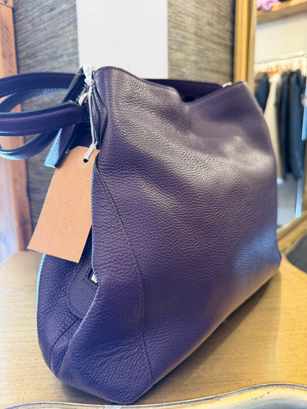 Coach grained leather purple handbag