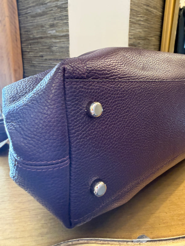 Coach grained leather purple handbag