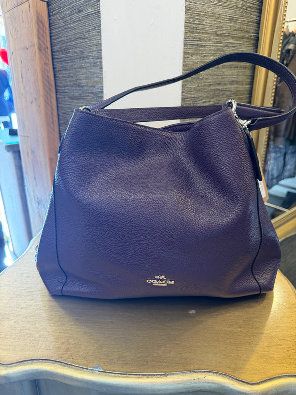 Coach grained leather purple handbag