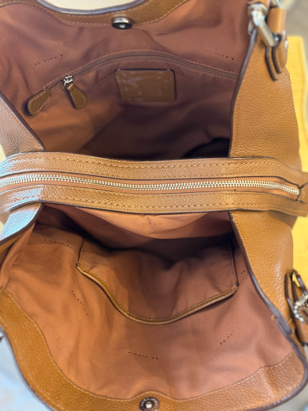Coach tan grained leather handbag