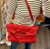Chesneau red leather fold-over handbag