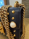 Gucci small pearl studded padlock leather shoulder handbag