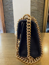 Gucci small pearl studded padlock leather shoulder handbag