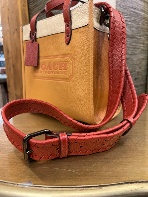 Coach field bag in tri colour tan