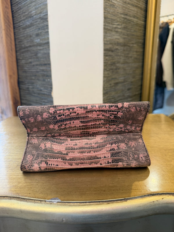 Prada Vintage Lizard Skin Small Handbag — Pink & Grey