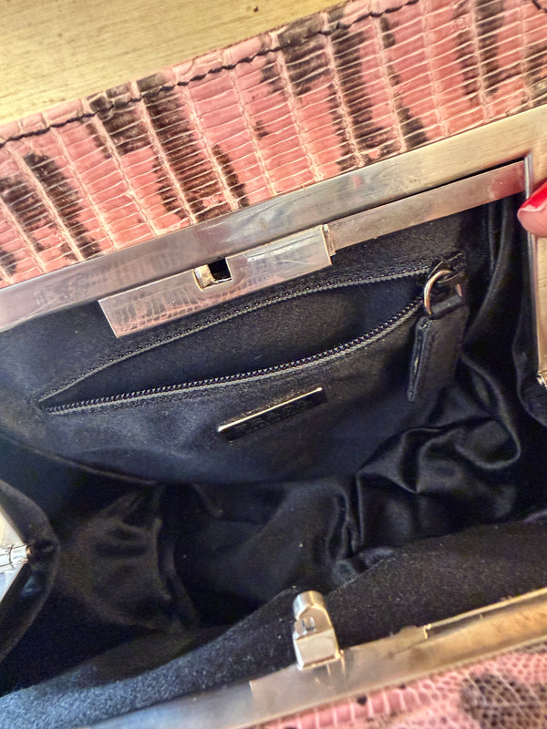 Prada Vintage Lizard Skin Small Handbag — Pink & Grey