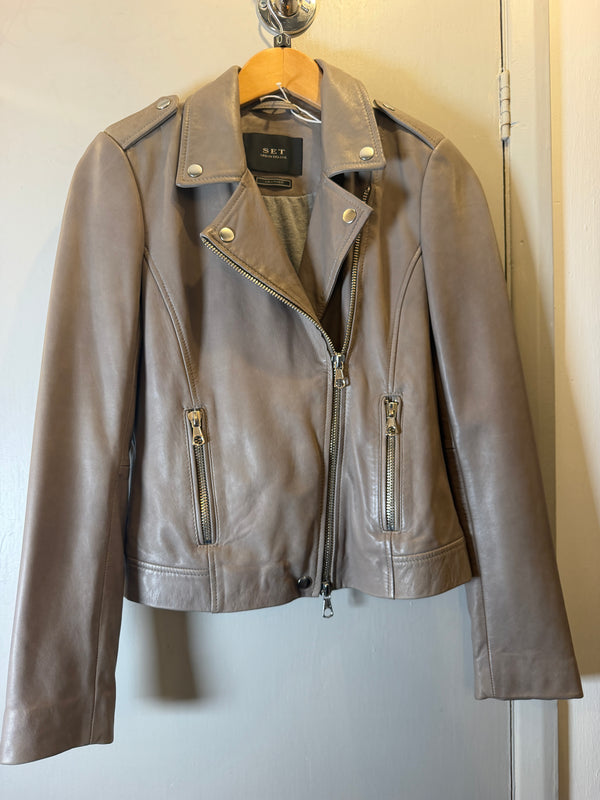 S.E.T stone leather jacket Size 10