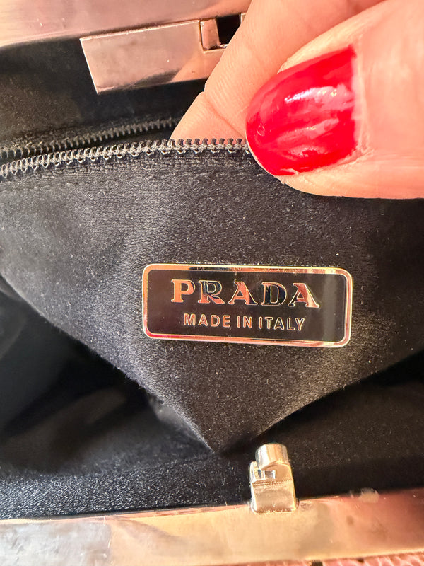 Prada Vintage Lizard Skin Small Handbag — Pink & Grey
