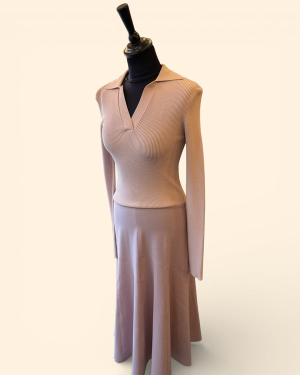 Beatrice B pink jersey/satin dress Size Small