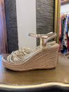 Dune gold wedge sandals size 7